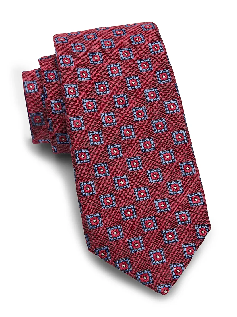 Isaia Square Frame Silk Tie