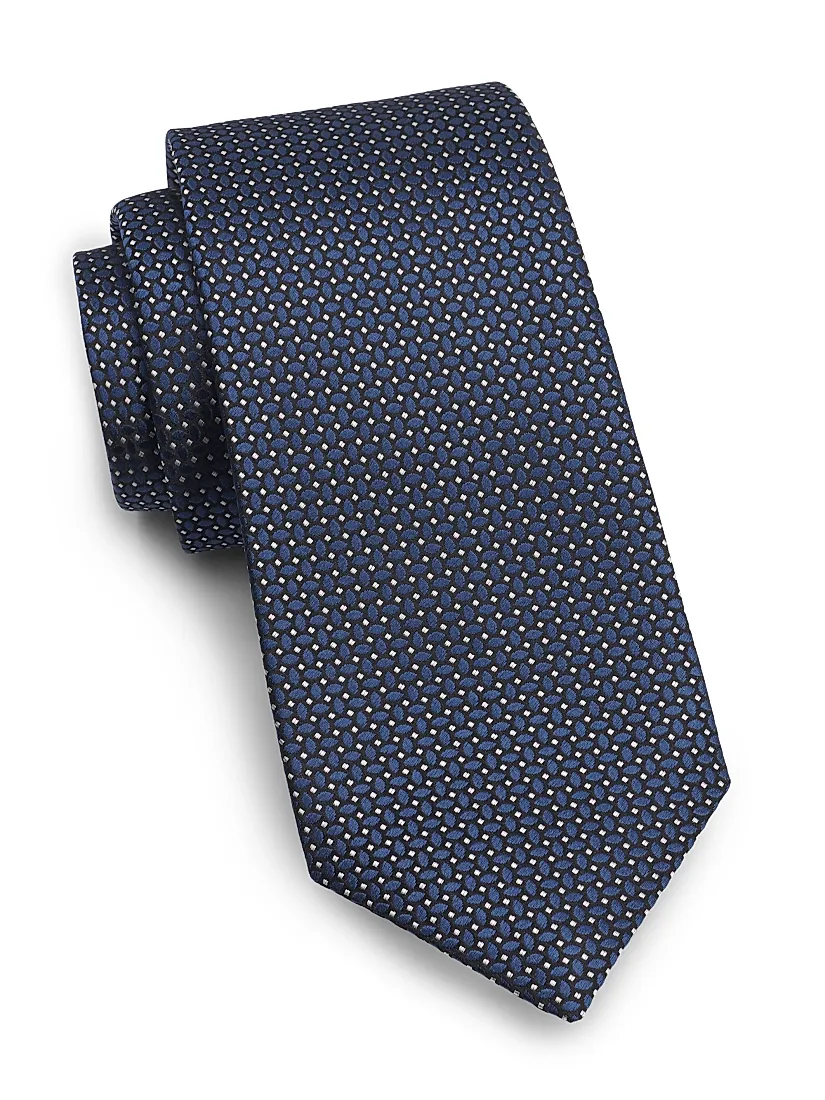 Isaia Pin Dot Oval Silk Tie