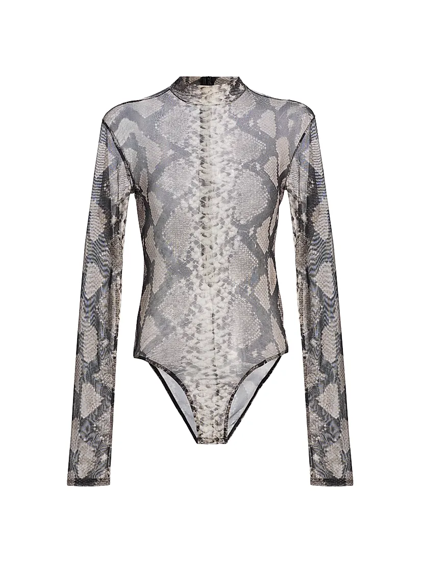 Lapointe Python Print Mesh Bodysuit