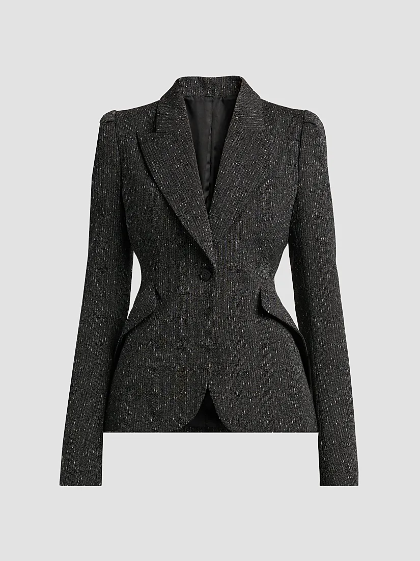 Mcqueen Speckled Wool One-Button Blazer
