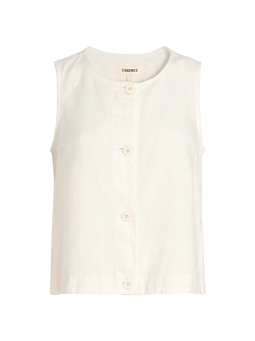 L'agence Foster Linen A-Line Button-Front Top
