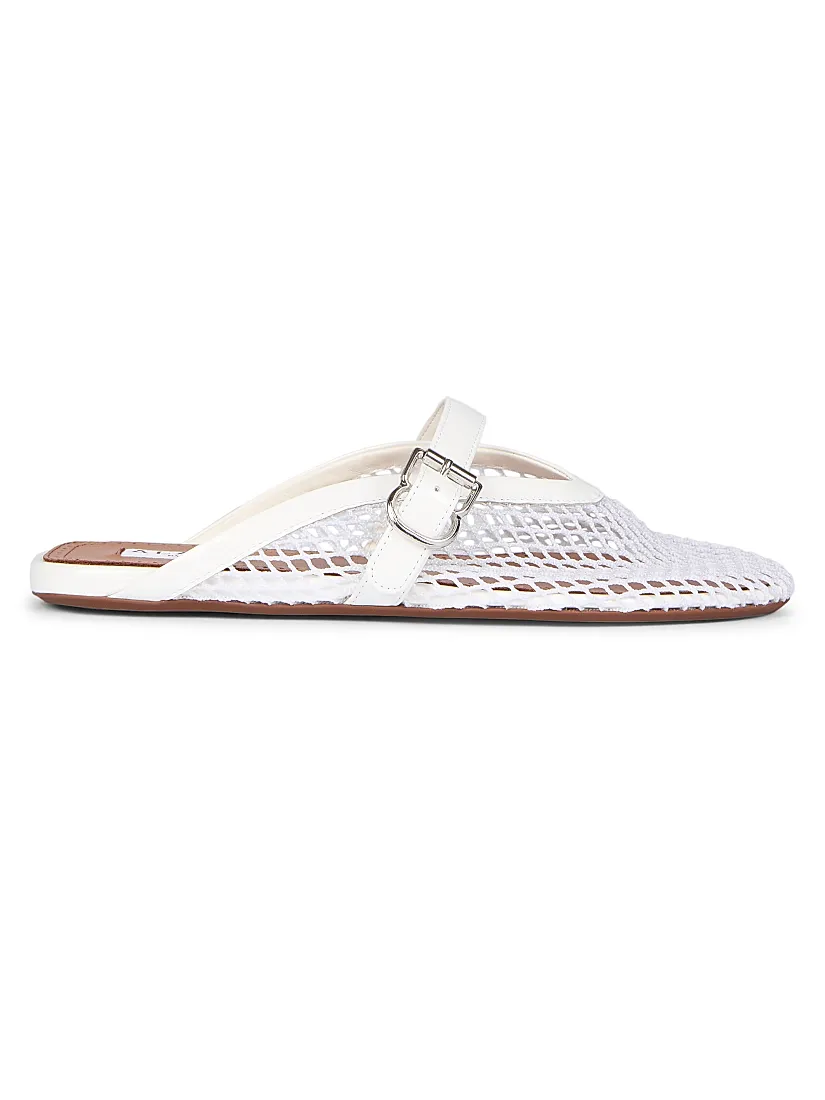 Alaïa Open-Knit Fishnet Flat Mules