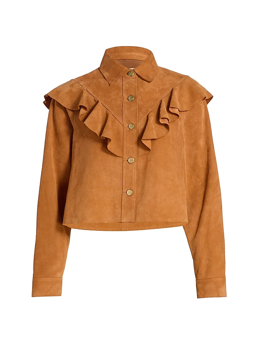 Ulla Johnson Matilde Ruffle Suede Jacket