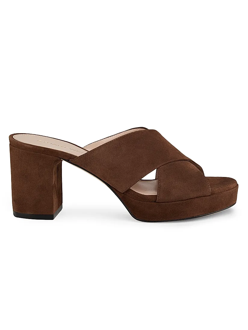 Stuart Weitzman Dayna 80MM Suede Platform Mules