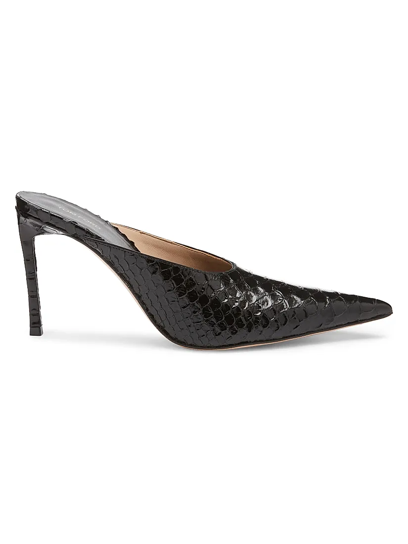 Tom Ford 85MM Python-Embossed Leather Mules