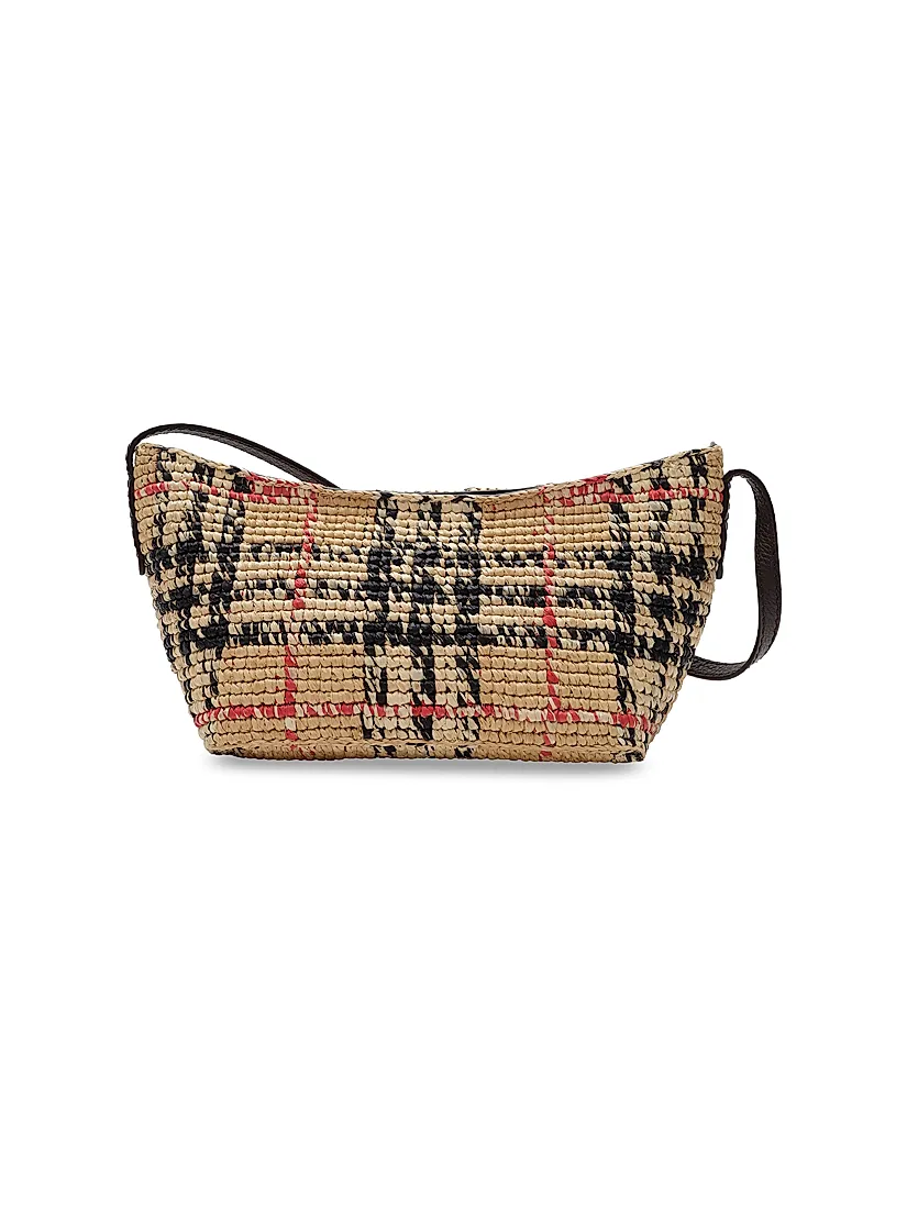 Burberry Margate Check Raffia Baguette