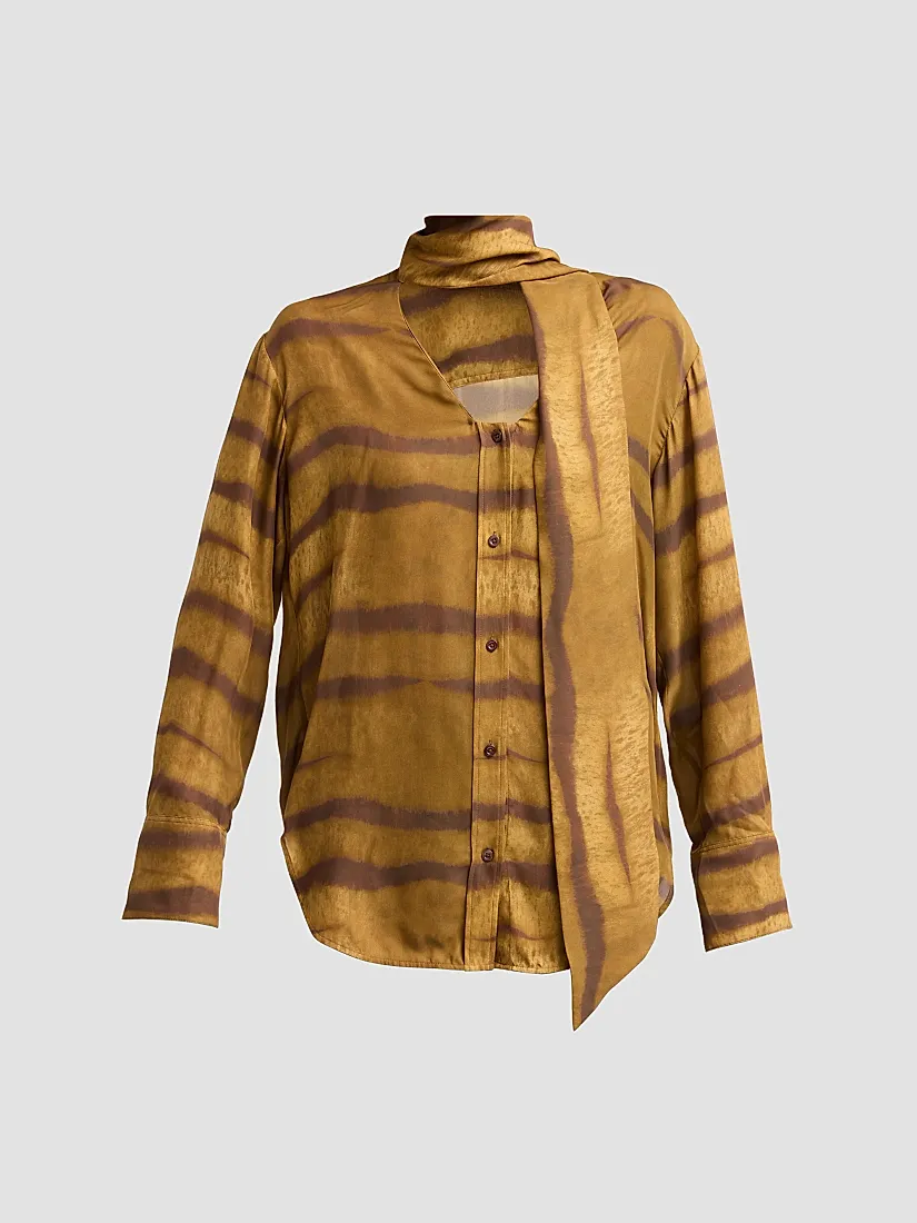 Frame Tiger-Striped Silk Shirt