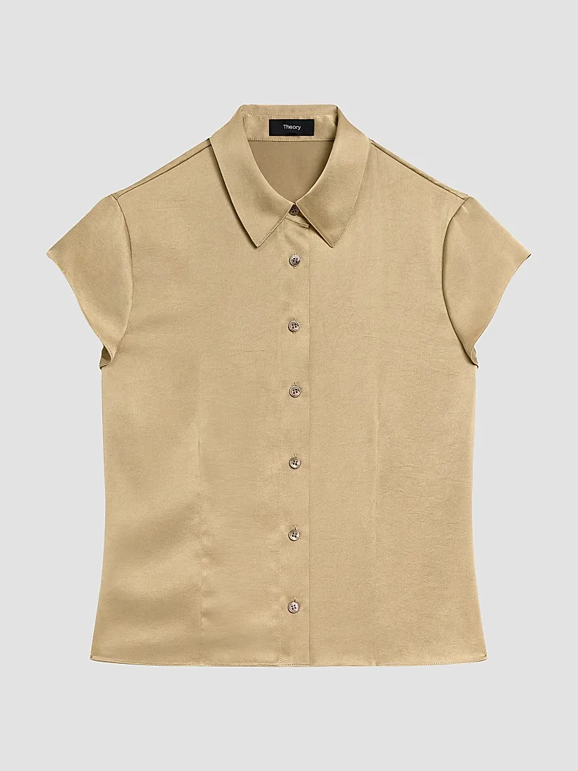 Theory Satin Button-Front Shirt
