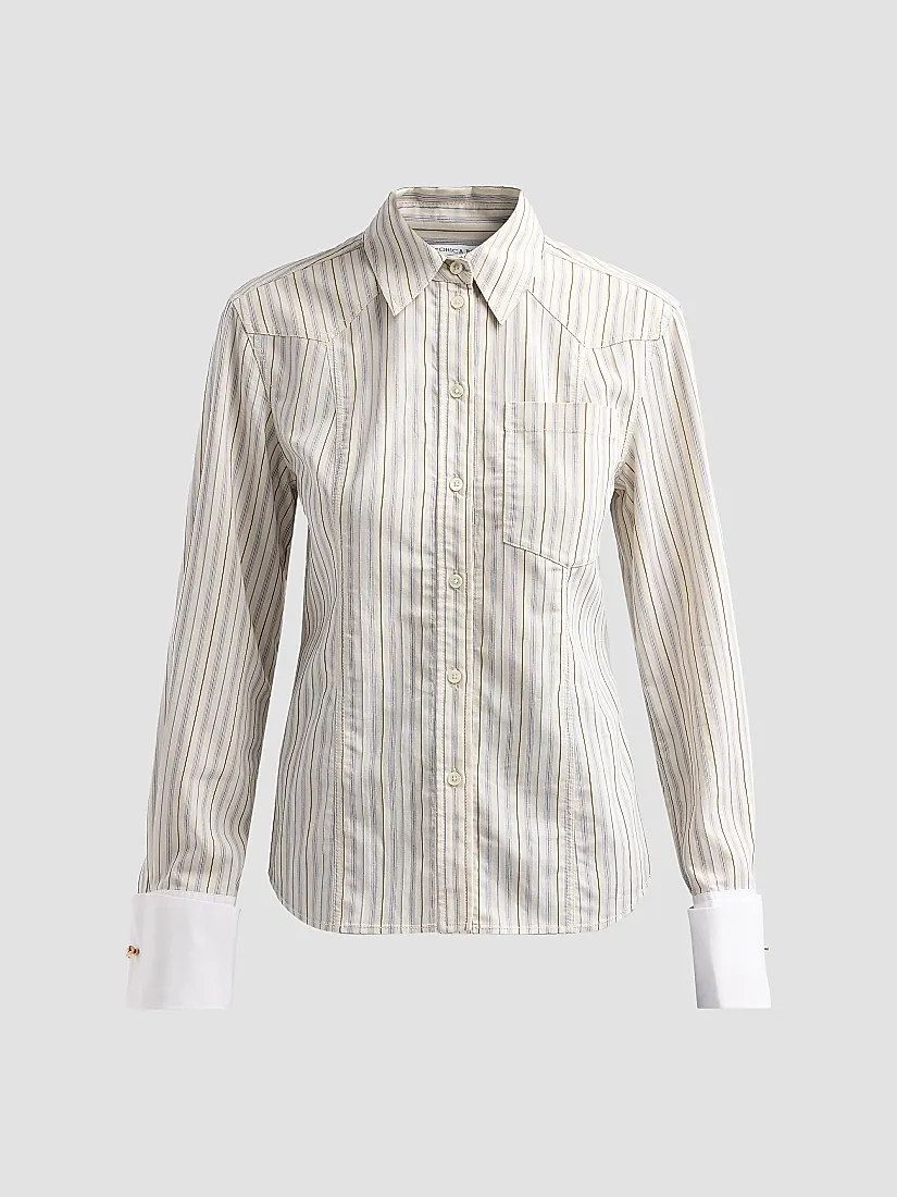 Veronica Beard Rourke Striped Button-Front Shirt