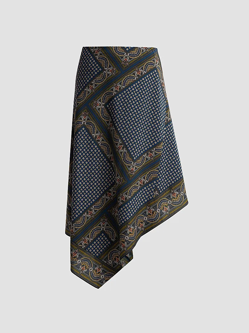 Veronica Beard Hartley Patchwork Silk-Blend Skirt