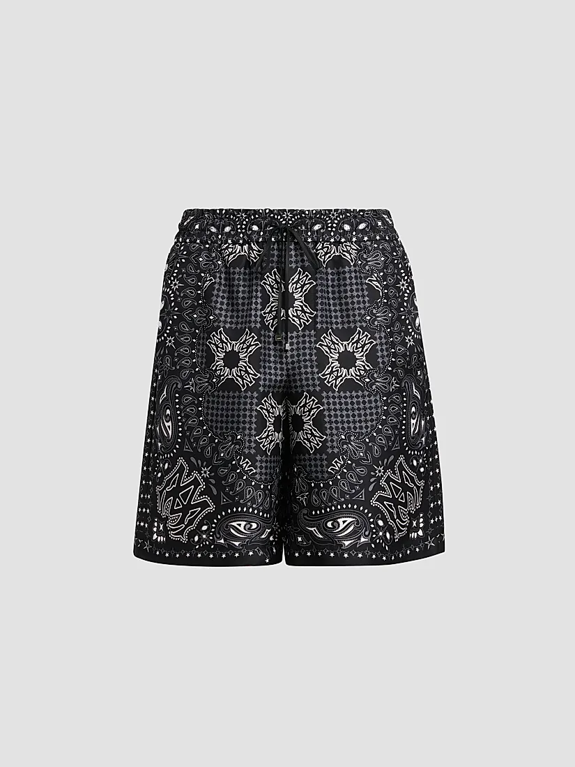 Amiri Printed Silk Drawstring Shorts