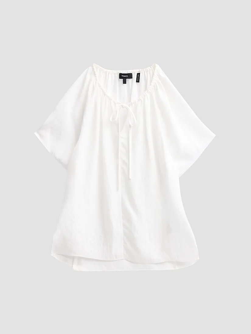 Theory Draped Front-Tie Blouse