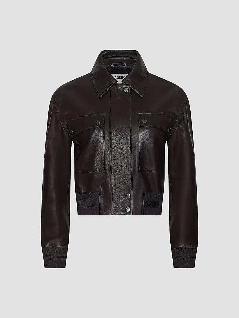 L'agence Clotilde Leather Bomber Jacket