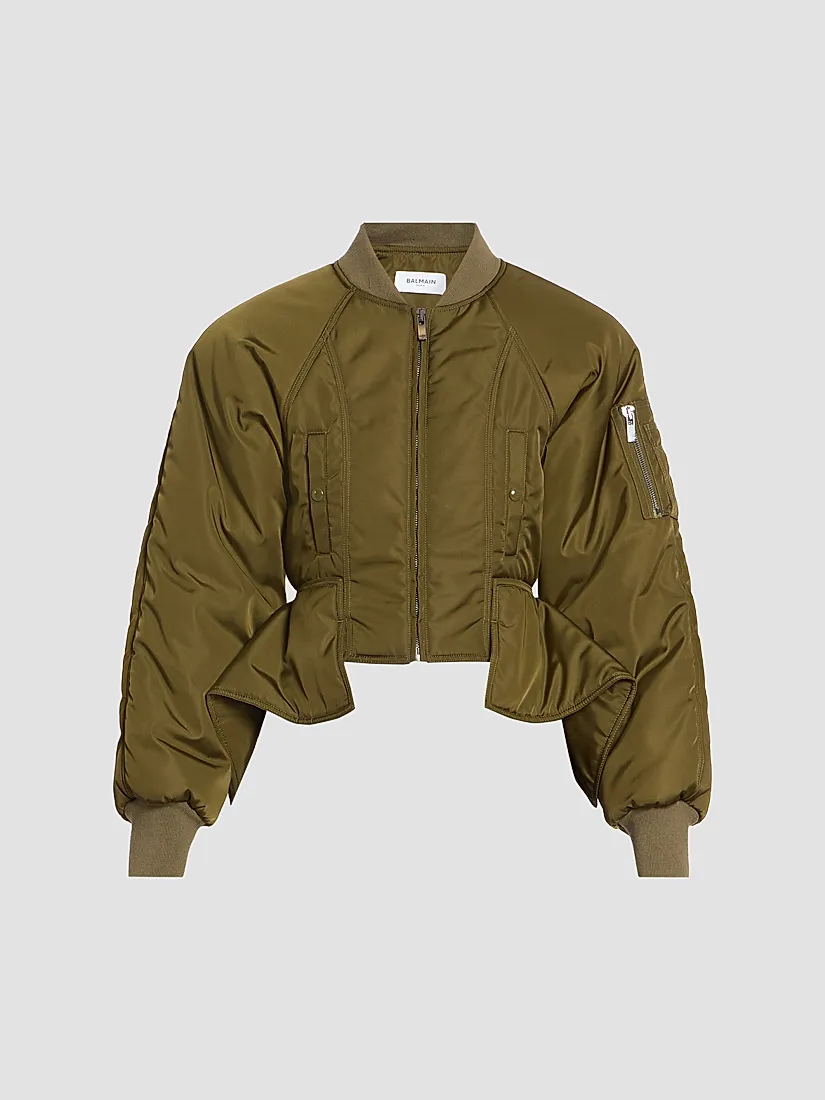 Balmain Fitted Nylon Flight Bomber Jacket