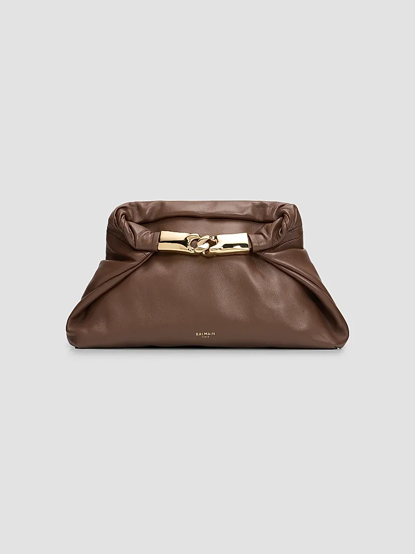 Balmain Dinner At 8 Small Leather Clutch