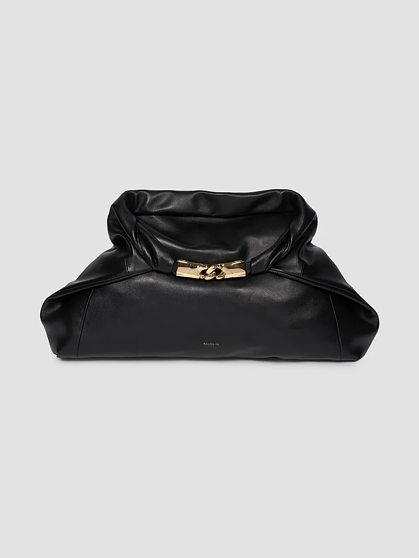 Balmain Dinner At 8 Medium Leather Clutch