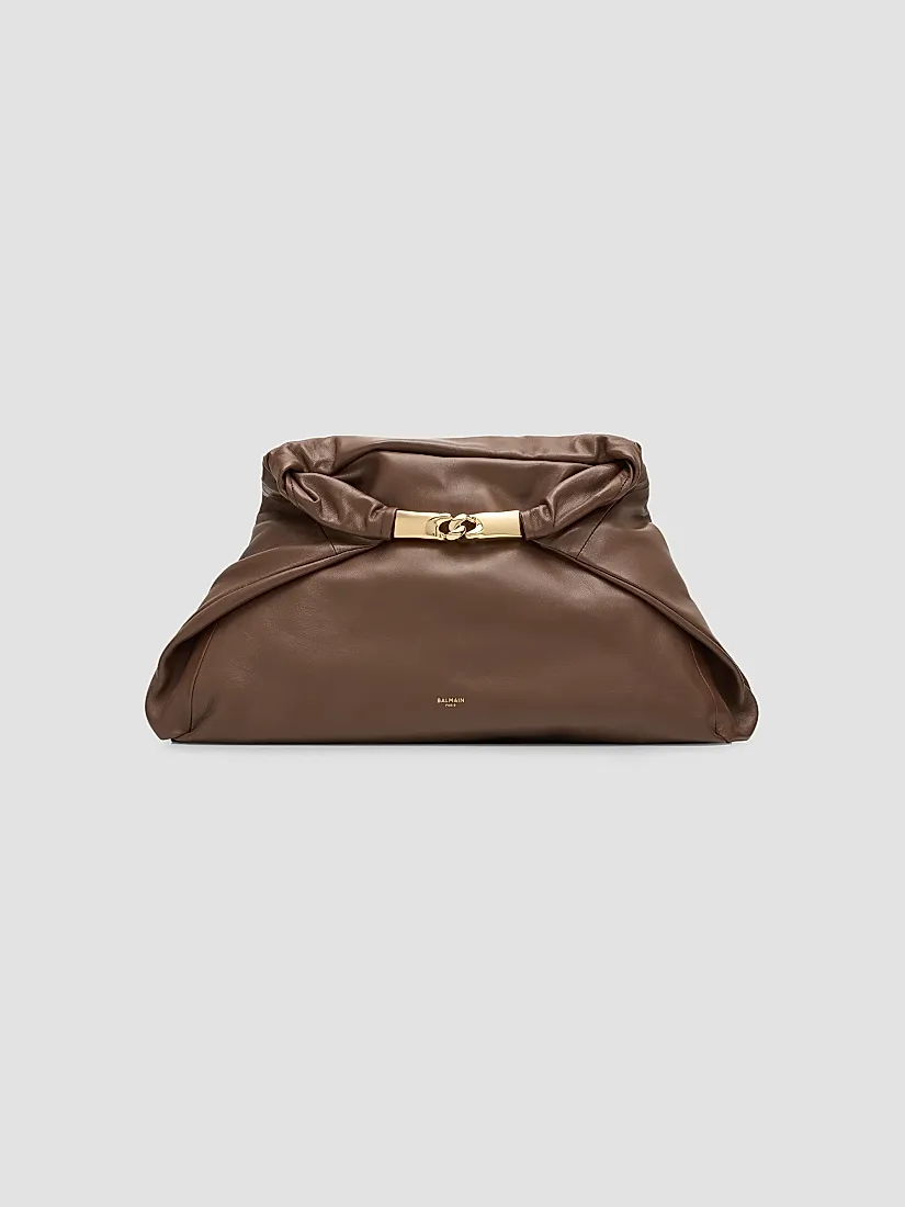 Balmain Dinner At 8 Medium Leather Clutch