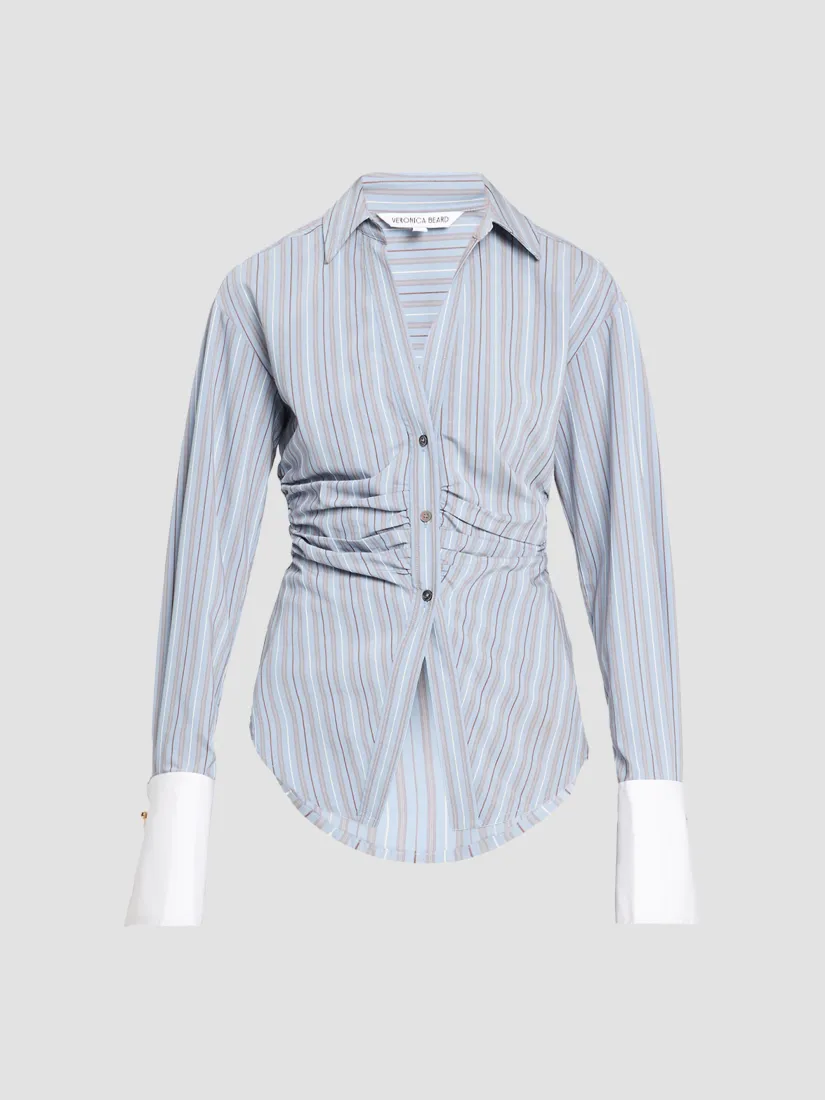 Veronica Beard Devra Striped Ruched Shirt
