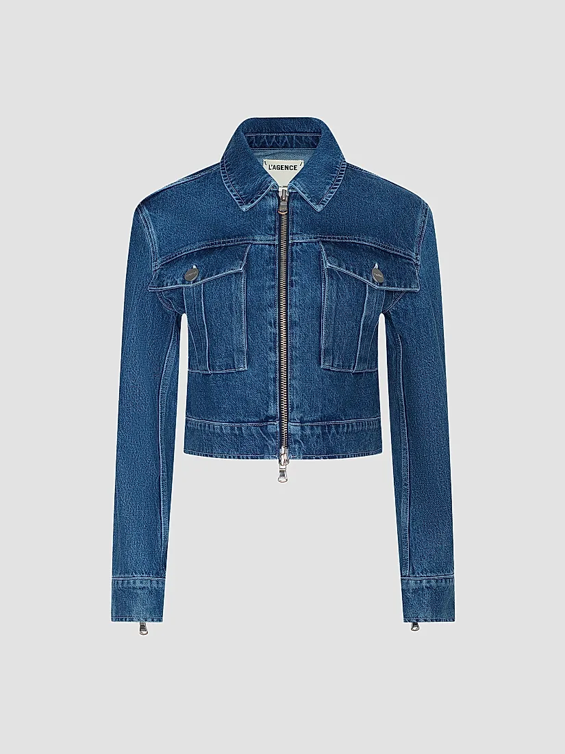 L'agence Micah Oversized Crop Denim Jacket