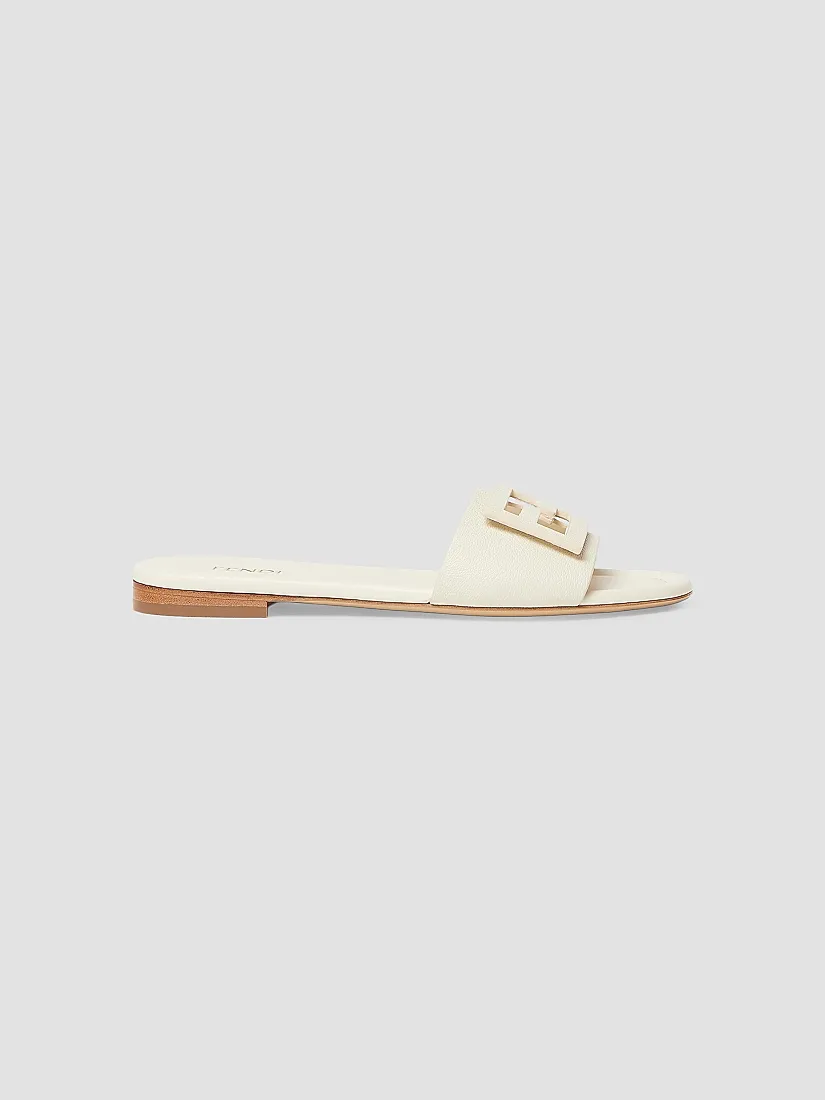 Fendi FF Leather Flat Sandals