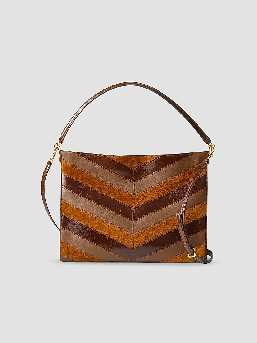 Veronica Beard Vida Chevron Suede Shoulder Bag