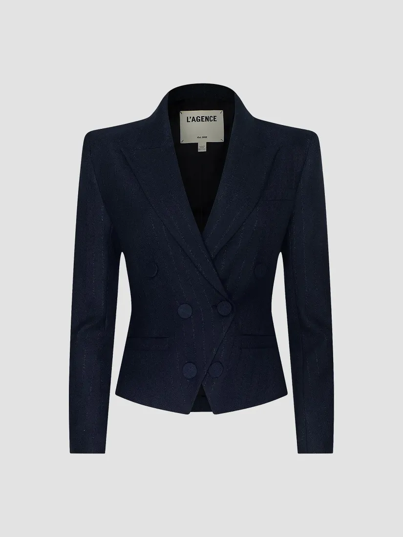 L'agence Risa Striped Double-Breasted Blazer