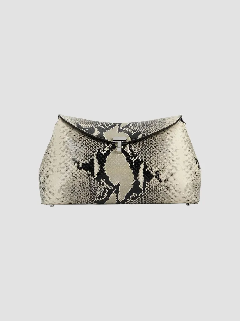 Toteme T-Lock Python-Embossed Clutch
