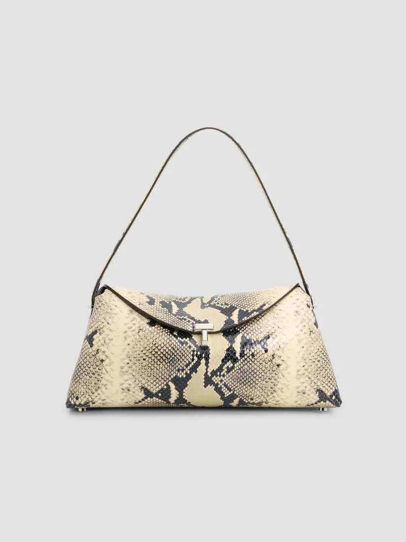 Toteme T-Lock Python-Embossed Leather Shoulder Bag