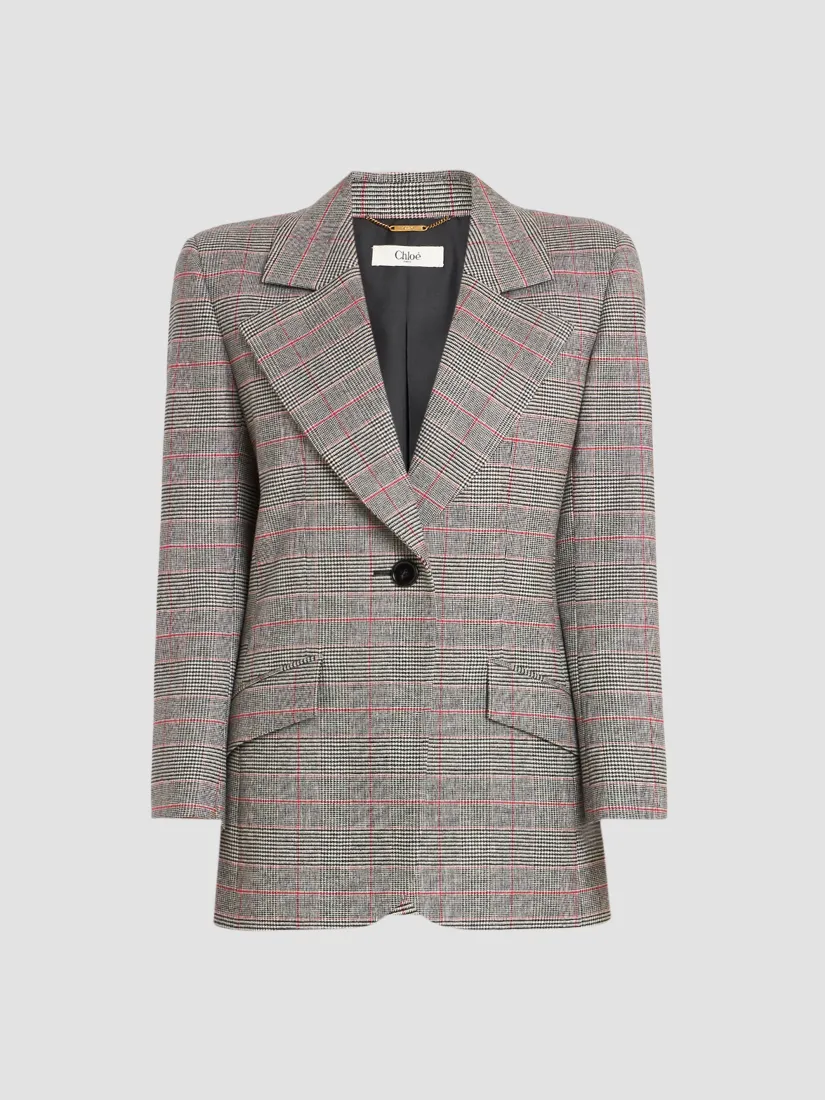 Chloé Glen Check Wool-Blend Jacket