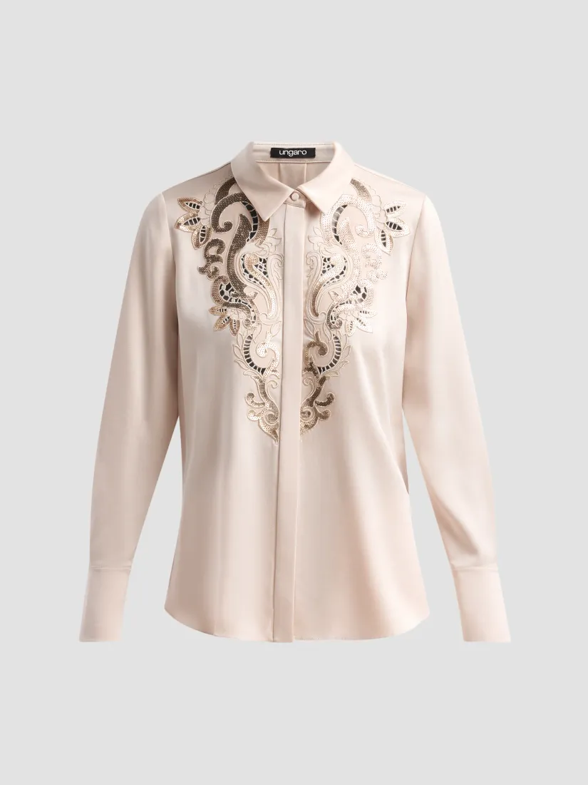 Ungaro Adele Embroidered Satin Blouse