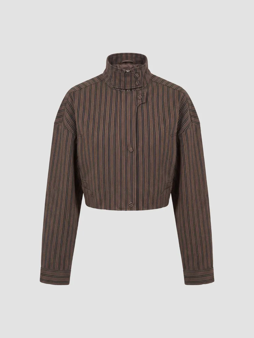 Nicholas Bronte Striped Crop Bomber Jacket