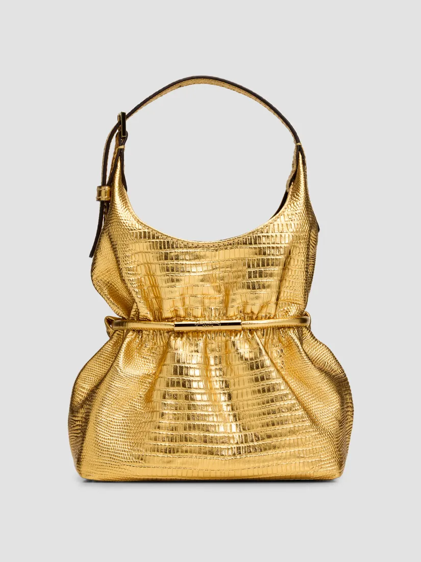 Balmain Sphynx Mini Lizard-Embossed Leather Top Handle Bag