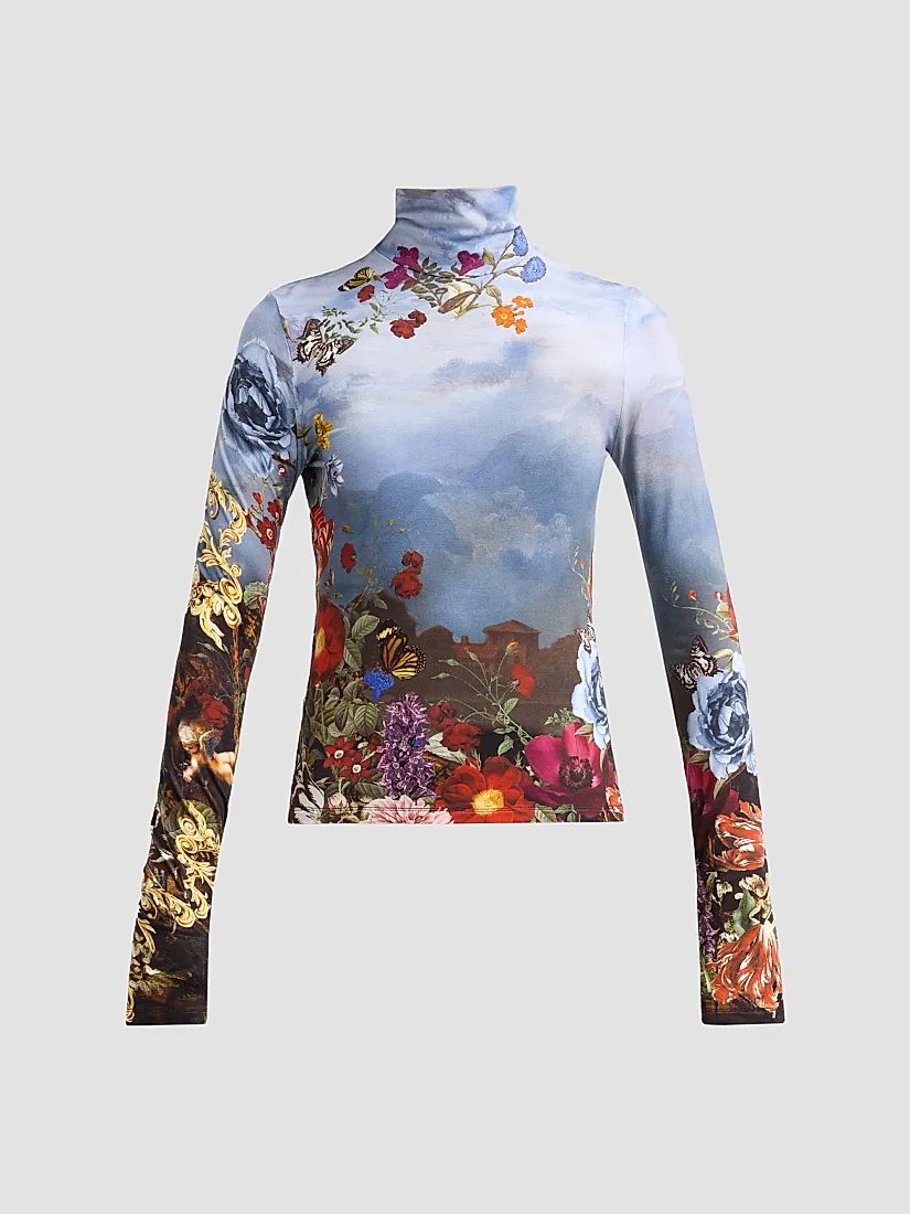 Alice + Olivia Delaina Printed Turtleneck Top