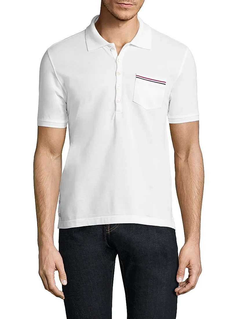 Thom Browne Solid Cotton Pique Polo