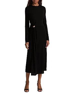 princess polly baby blue dress Saks Fifth Avenue Women's Belted Knit Midi Dress In Black