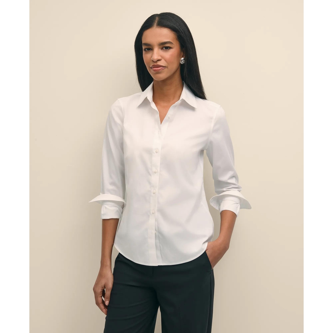 undefined Classic-Fit Non-Iron Stretch Supima Cotton Dress Shirt available  now at The Fashion Mall at Keystone
