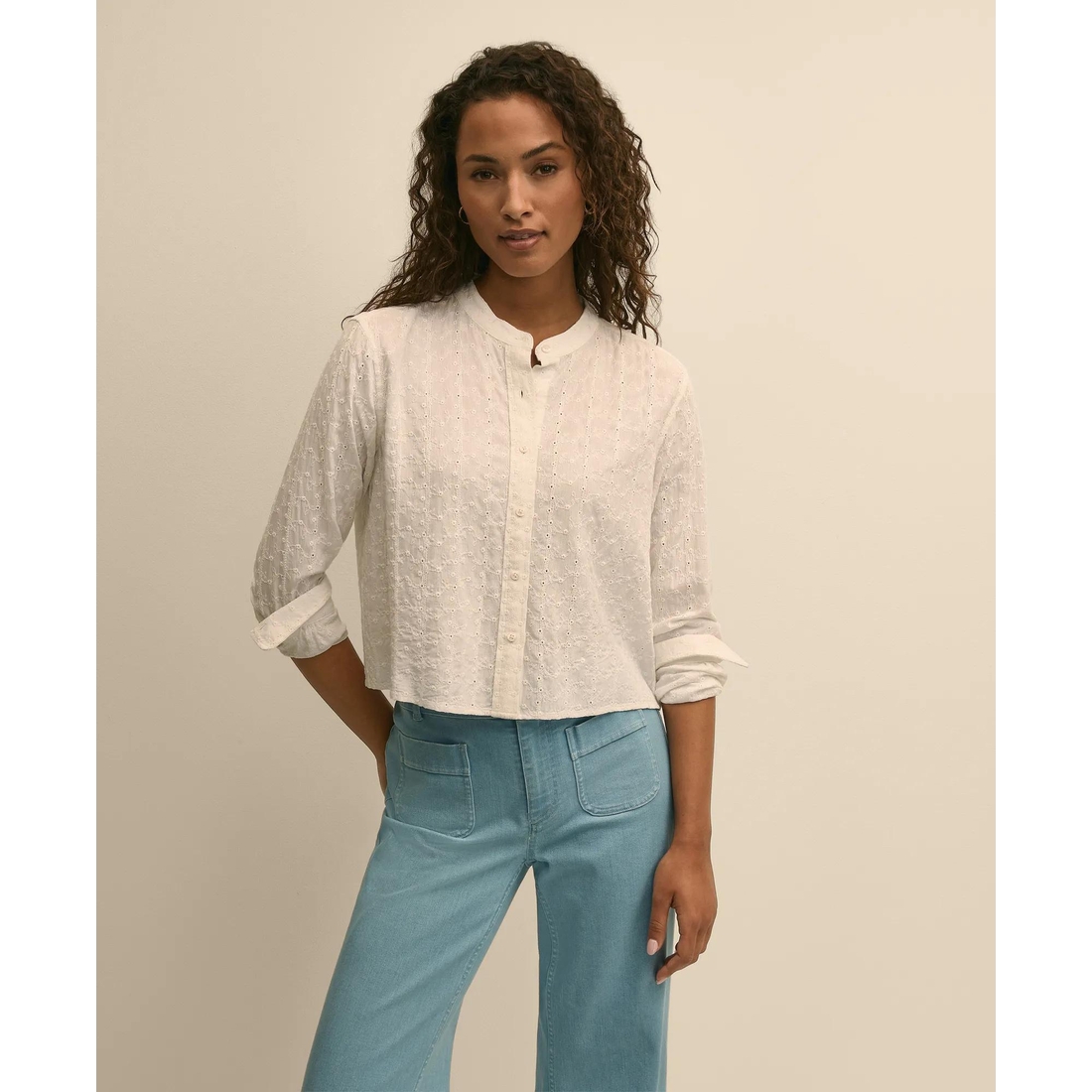 Brooks Brothers Embroidered Cropped Shirt available now at Lenox