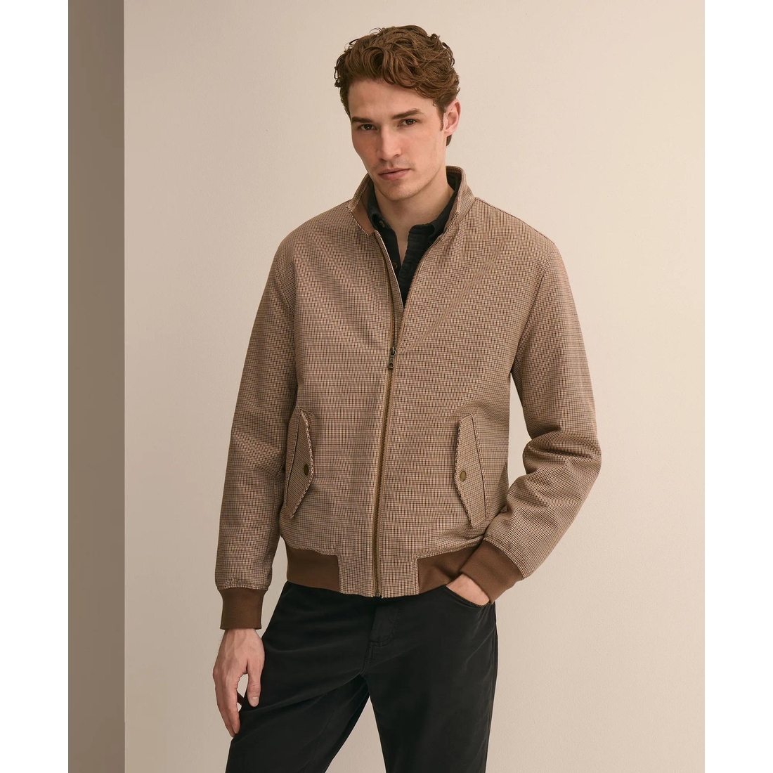 Brooks Brothers Cotton Check Bomber Jacket