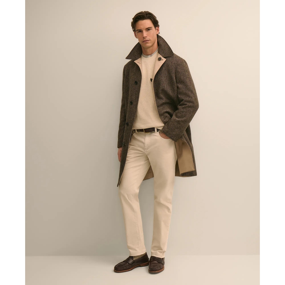 Brooks Brothers Reversible Wool Herringbone Balmacaan Coat
