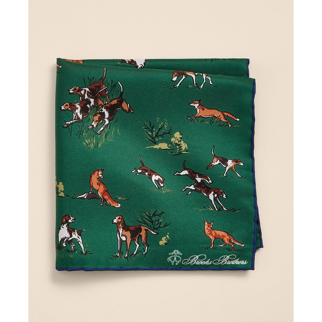 Brooks Brothers Silk Fox & Hound Pocket Square