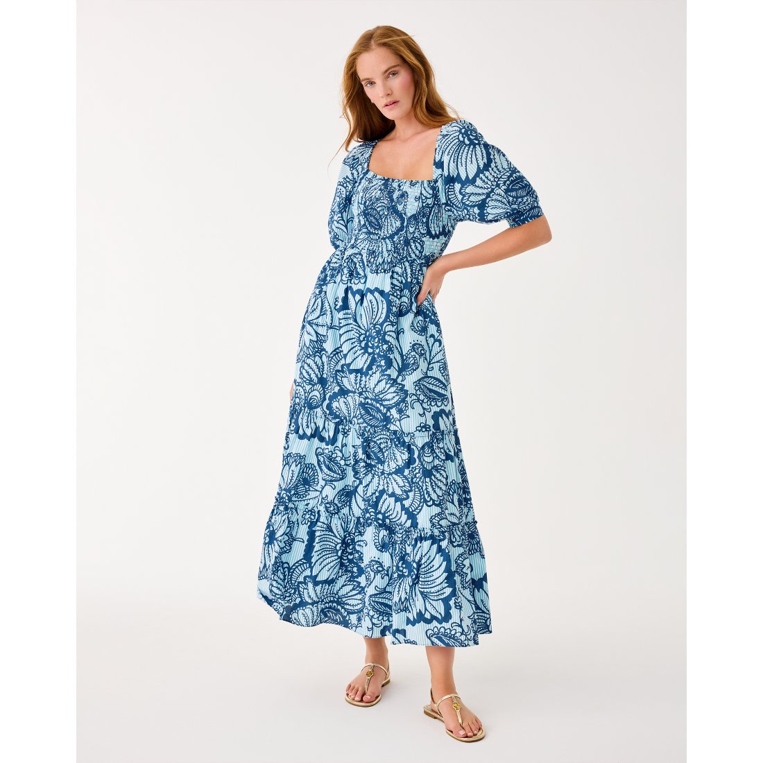 undefined Hadly Short Sleeve Smocked Dress available now at Town Center at  Boca Raton